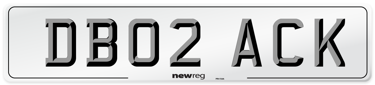 DB02 ACK Number Plate from New Reg